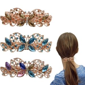 3 PACK Butterfly Metal Hair Clips Glitter Hair Barrettes Butterfly Hair Clip